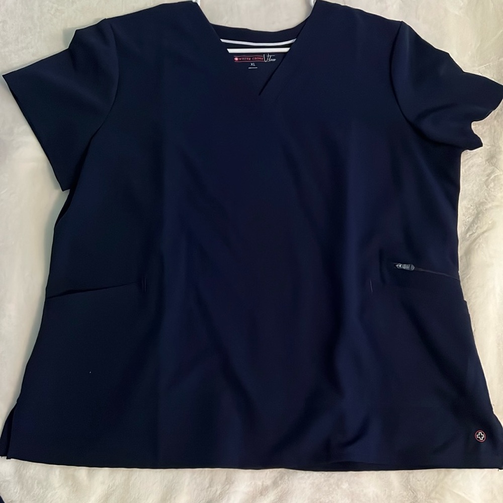 White Cross V Tess 3 Pocket Scrub Top Navy XL